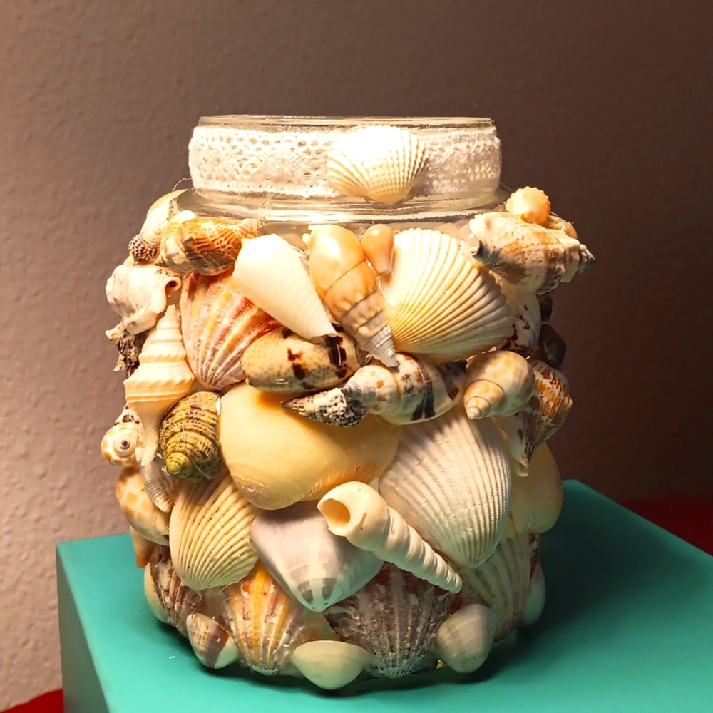 Sea Shell Glass Jar